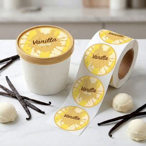 Etiqueta Adhesiva Personalizada de Proveedor OEM FX, Resistente a Bajas Temperaturas y Anticongelante, para Envases de Helado de Fresa Congelado - Product Image 3