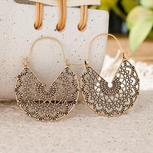 Boucles d'oreilles pendantes géométriques en alliage, plaqué bronze antique, style bohème, bijoux de fête pour femmes - Product Image 3