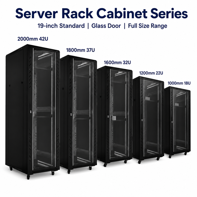 High Ventilation 42U Standing Server Cabinet 19 Inch Vented Network Rack with Double Perforated Doors for Server