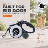 Laisse rétractable pour chien, en nylon léger, 5 m, pour grands chiens, voyages de week-end