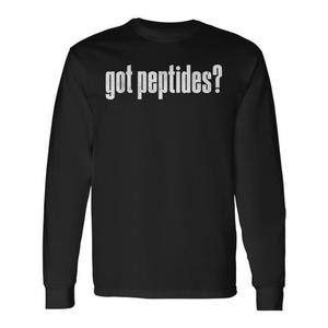 Maglietta a Maniche Lunghe Got Peptides Nera con Collo Rotondo Unisex, Abbigliamento Promozionale - Product Image 1