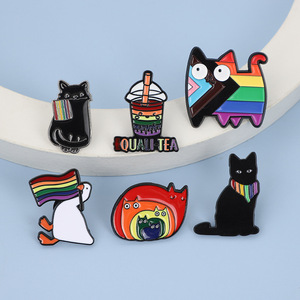 Pin de Aleación de Zinc Esmaltado con Diseño Moderno de Arcoíris, Orgullo, Ángel, Amor y Música, con Baño de Níquel Negro, para Moda <span class=keywords><strong>LGBT</strong></span>, Navidad y Feng Shui, Venta al por Mayor - Product Image 4