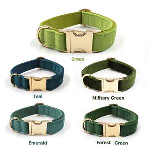 Nuevos productos <span class=keywords><strong>Collar</strong></span> de perro único Collares de perro de lujo coloridos de lujo Serie verde clásica Collares de mascotas de terciopelo suave - Product Image 1