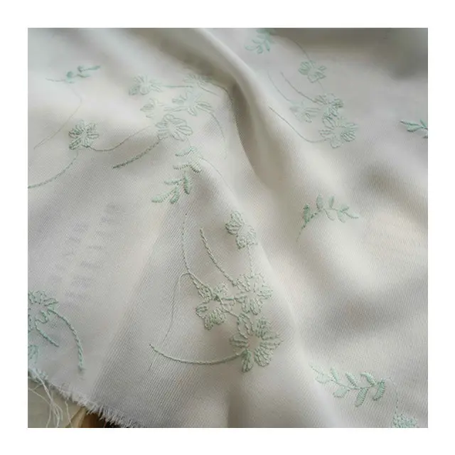 Breathable Plant Design Customized 100% Cotton Chiffon Eyelet Embroidery Fabric For Wedding Gown