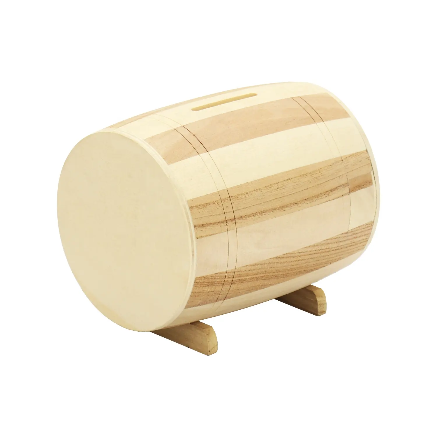 Wholesale custom barrel shapes creative wooden treasure chest Coin box money box