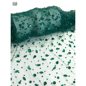 New <strong>Heavy</strong> Beads Crystal George <strong>Fabric</strong> Embroidered Gauze Tulle Mesh <strong>Fabric</strong> Sustainable <strong>Lace</strong> with Beads in Double Sequins - Product Image 6