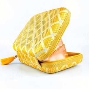 Luxury Gold Checked EVA Cosmetic <b>Case</b> Damask Fabric Outdoor Travel Portable <b>Makeup</b> Storage Bag - Product Image 5