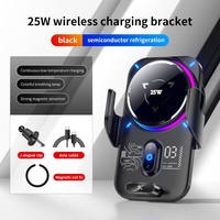 Nouvel Arrivage Support de Chargeur Sans Fil pour Voiture 25W Magnétique Puissant avec Lampe Respirante Colorée à Refroidissement Semi-conducteur pour Grille d'Aération