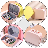 Nouvelle Trousse de Maquillage Carrée Pliable pour Femme, Mini, Style Coréen, Couleurs Bonbon, en Plastique, Résistante à l'Eau, Durable, Portable, avec Fermeture Éclair et Poignée Souple