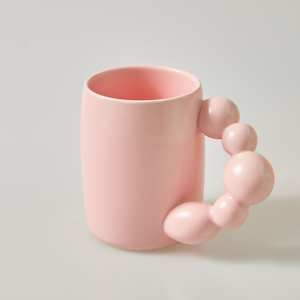 Mug à café expresso en céramique style Sweet Ins, ondulé, décoration intérieure pastel, café maison, style coréen esthétique - Product Image 6