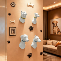Vente en gros de sculptures murales en fibre de verre en forme de tête de chien, présentoirs professionnels pour colliers de magasins d'animaux, bustes d'animaux, accessoires de présentation, approvisionnement en gros