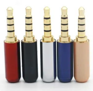 High Quality Wholesale Custom Cheap 6Pcs 4 Pole 3.5mm Male Repair Headphone Stereo Jack Plug Metal Audio Stereo Plug