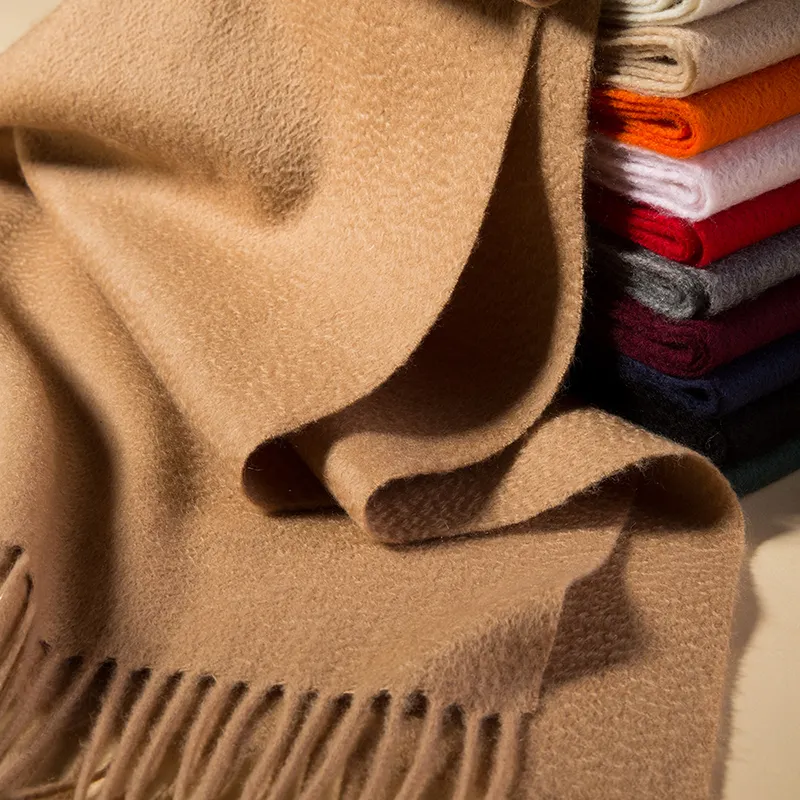 High quality luxury camel solid colour mongolian 100% PURE cashmere scarf