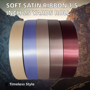 Soft Color Satin Ribbon 1.5 Inch 4cm Single Face High Tenacity Polyester Solid Color Gift <b>Box</b> Wrapping 25 Yards/<b>Roll</b> - Product Image 2