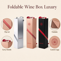 Boîte cadeau pliable écologique pour vin avec poignée, logo personnalisé, emballage haut de gamme à couvercle rabattable pour vin et champagne, OEM ODM