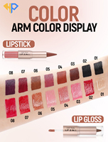 Crayon à Lèvres Mat Imperméable et Rouge à Lèvres Sexy – Maquillage en Gros 2-en-1 Nude Marron Rose Brillant à Lèvres Effet Miroir et Crayon Contour