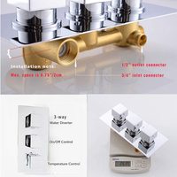 Système de Douche en Laiton Chromé à Commande Thermostatique avec Affichage LED, Jet Pluie Haute Pression Économe en Eau - Offre Spéciale