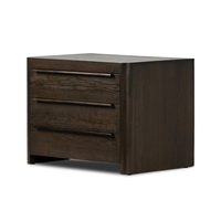 Table de chevet à 3 tiroirs en chêne fumé français pour chambre à coucher, table de chevet en bois foncé, OEM ODM personnalisé