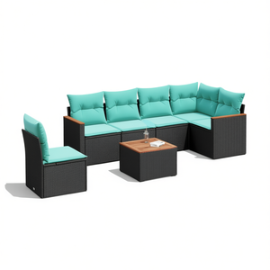 Ensemble de canapés de patio extérieur en forme de L en polyrotin noir avec coussins de rangement pour terrasse de jardin - Product Image 1