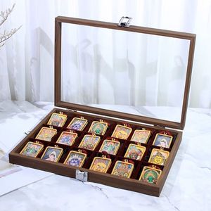 Thangka Storage Box Rectangular Wooden <b>Display</b> <b>Case</b> With Lid For Dust Protection Desktop Use 6 Layer Organizing Box - Product Image 1