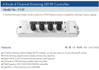 Contrôleur LED RF V1-KF 12V 2.4G 4 canaux 4 boutons à intensité variable pour éclairage LED, certifié ROHS