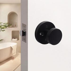 Zwart zilveren enkelvoudige ronde knop Privacy Passage Badkamer Onzichtbaar sleutelloos deurslot Slaapkamer Stil slot - Product Image 2