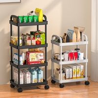 Chariot de rangement pliable à 5 niveaux en plastique, mobile, pour cuisine, dortoir, chambre à coucher, chevet