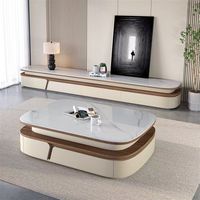 Table basse et meuble TV combinés en pierre microcristalline de luxe pour salon, usage domestique