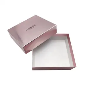 Papel de cartão de luxo de alta qualidade, rosa, cor dourada, vestido de casamento, caixa de embalagem para pacote de roupas