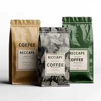 Sacs à café recyclés mats personnalisés avec logo, scellés sur huit côtés, jaune-brun, 250g, 500g, 1000g, 1kg, grand sac d'emballage personnalisé pour CAFE