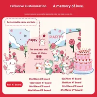 Modern Dijital Baskılı Pembe Karikatür Ejderha Bebek KT Levha Balon Fonu 1. Yaş Günü Kutlama Haftası Töreni Parti Süsleme Seti