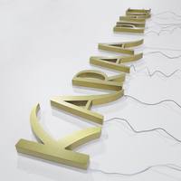 Enseigne lumineuse LED au design moderne avec logo doré et lettres brillantes