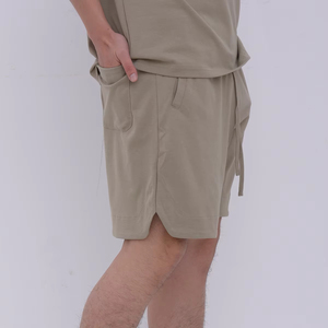 Pantaloncini da uomo in tinta unita da uomo a maniche corte t-shirt completo da uomo sottile estate due pezzi <span class=keywords><strong>Set</strong></span> di <span class=keywords><strong>abbigliamento</strong></span> - Product Image 5