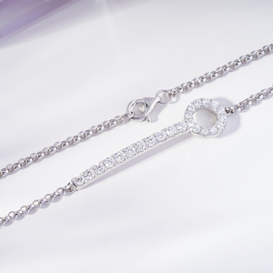 Starsgem 0.6ct 1.6mm & 2.1mm Round Brilliant Cut Lab Grown Diamond 18K <b>White</b> <b>Gold</b> Unisex Luxury <b>Bracelet</b> - Product Image 6