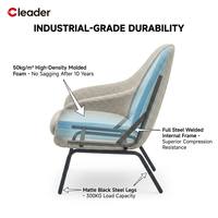 Fauteuil ergonomique de style nordique en tissu, avec structure en acier et pieds métalliques, assise rembourrée, fauteuil de direction en tissu doux, canapé de bureau et de loisirs