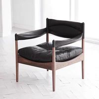 Fauteuils nordiques fauteuil en bois en cuir moderne chaise de canapé simple Vintage chaise d'accent de Relaxation fauteuil de salon pour la maison