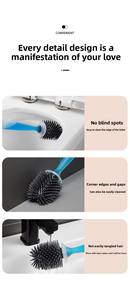 Wholesale Water Spray Silicone Toilet <b>Brush</b> Long Handle Refillable With Wall-Mounted Bathroom Cleaning Accessories - Product Image 6