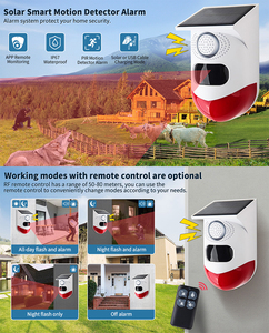 Emylo 120dB ngoài trời IP65 năng lượng mặt trời Powered PIR cảm biến chuyển động an ninh còi báo động điều khiển từ xa nhựa Wifi kết nối báo động cho nhà - Product Image 5