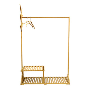 Simple bamboo <b>clothes</b> <b>rack</b> for bedroom, floor-standing, household <b>clothes</b> <b>rack</b>, minimalist storage <b>rack</b> - Product Image 2