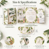 Suite d'invitations de mariage personnalisées, carte pliante botanique aquarelle, dorure à chaud, ensemble d'enveloppes RSVP, vente en gros OEM