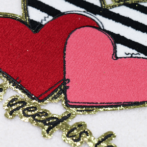 New Popular <b>Sew</b> <b>on</b> Embroidery <b>Patches</b> for Clothing Heat Transfer Big Hearts Chenille Valentines <b>Patches</b> - Product Image 2