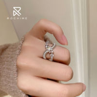 Bague croisée brossée Rochime en argent sterling 925 avec zircone cubique pour femme – Vente en gros