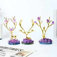 Offre Spéciale – Statue de Cerf en Améthyste Naturelle Faite à la Main, Artisanat en Cristal, Idéale pour un Cadeau