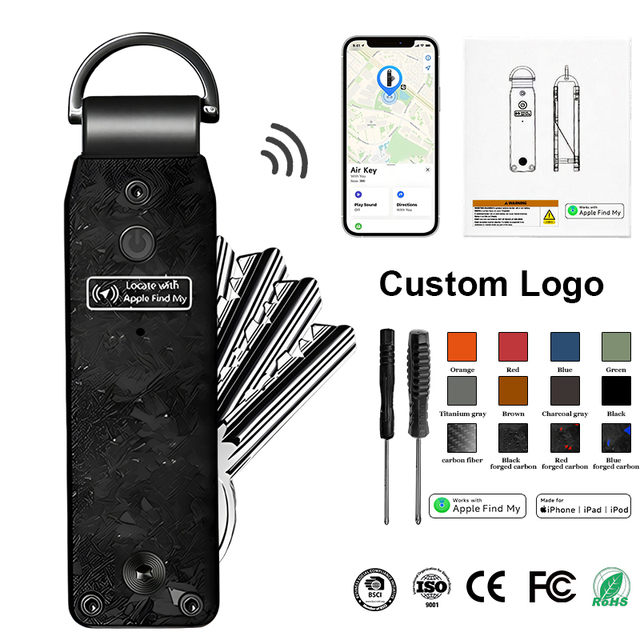 Hot Selling Personalize Your Own Custom Keychain Air Tag Tracker Carbon Fiber Aluminium Alloy Key Chain for Men or Women