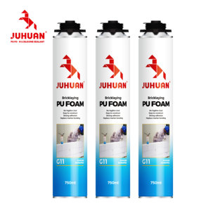 Adhésif en <span class=keywords><strong>mousse</strong></span> PU JUHUAN G11 pour la pose de briques, colle en <span class=keywords><strong>mousse</strong></span> à faible expansion ignifuge pour le collage de blocs AAC et de panneaux muraux légers - Product Image 3