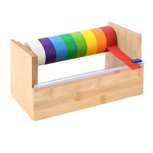Porta cintas de madera para escritorio, cortador de cinta adhesiva doméstico, herramienta de corte de cinta de madera, cortador de cinta de bambú - Product Image 3