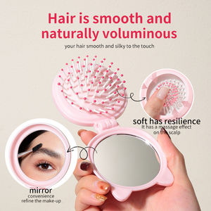 LMLTOP Cute Mini Foldable <strong>Ionic</strong> <strong>Hair</strong> Comb Mirror Plastic Air Cushion Anti-Static Massager <strong>Hair</strong> <strong>Brush</strong> Travel Salon Airbag SY757 - Product Image 2
