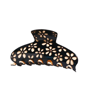 Pinces à cheveux rétro personnalisées en noir et or <span class=keywords><strong>pour</strong></span> femmes, accessoire de cheveux en acétate creux avec strass, pince à cheveux élégante et brillante - Product Image 4