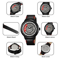 Reloj de Pulsera de Acero de Lujo para Hombre con Esfera de 48 mm, Correa de Cuero, Movimiento de Cuarzo con Volante Hueco 3D Giratorio de 360°