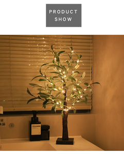 Olive Tree Light Battery Operated/USB 55cm 24led <span class=keywords><strong>Table</strong></span> Top Artificial Greenery Tree Fairy Lights for Wedding Home Christmas <span class=keywords><strong>Deco</strong></span> - Product Image 6